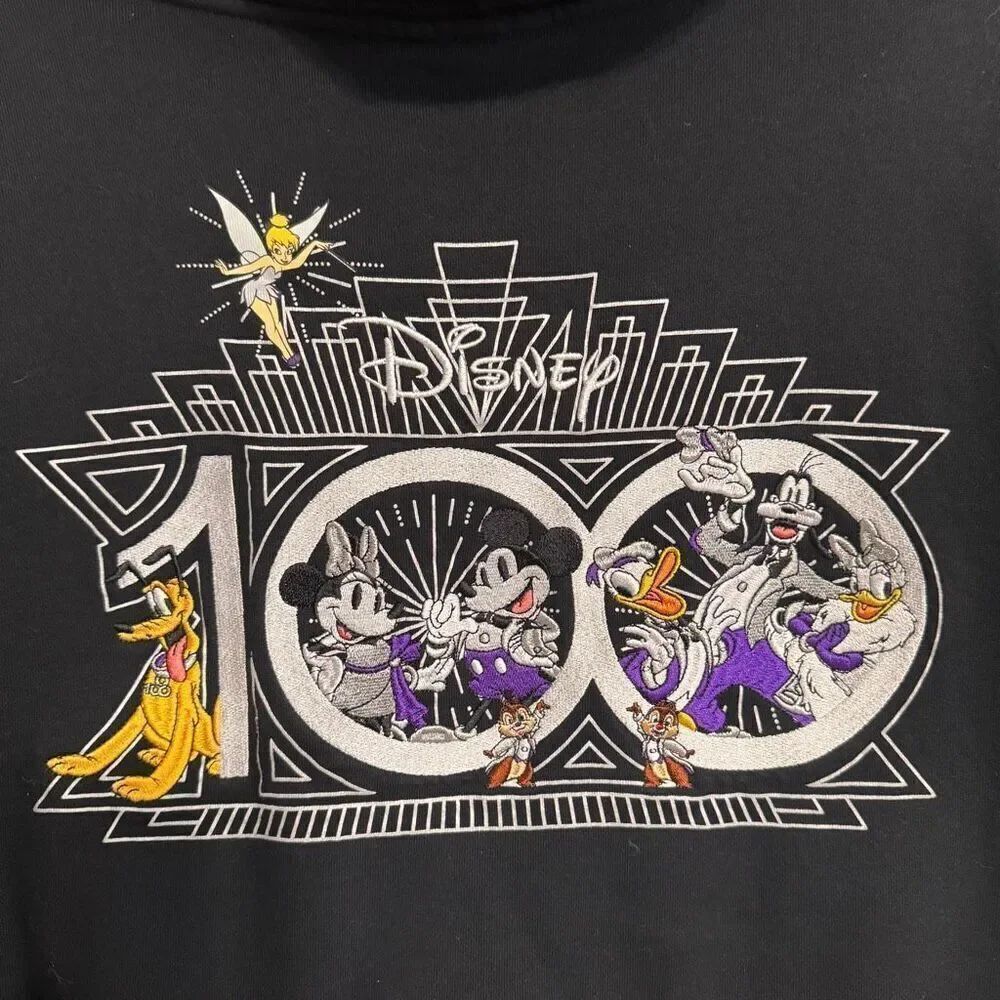 Disneyland 100 Zip Up Hoodie Black size 1X - Picture 6 of 10